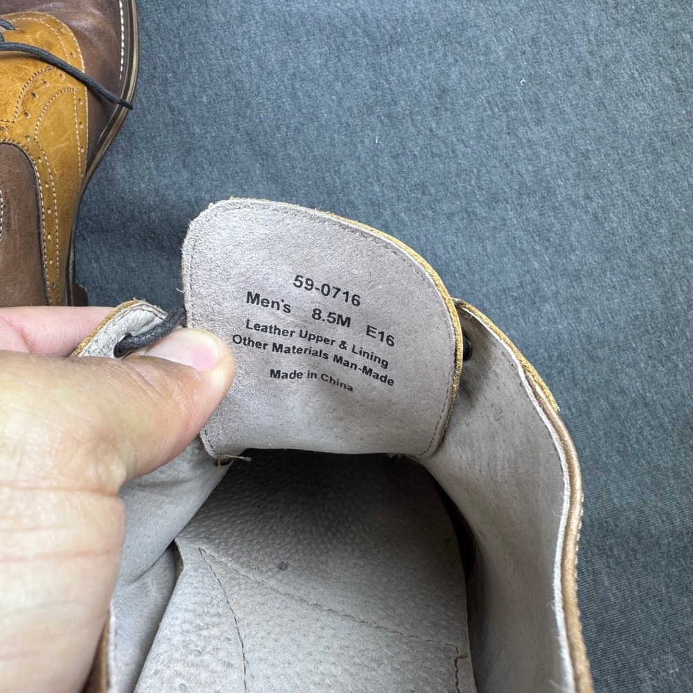 Johnston & Murphy Mens Dress Shoes Size 8.5M Leather Brown Oxfords - Picture 7 of 9